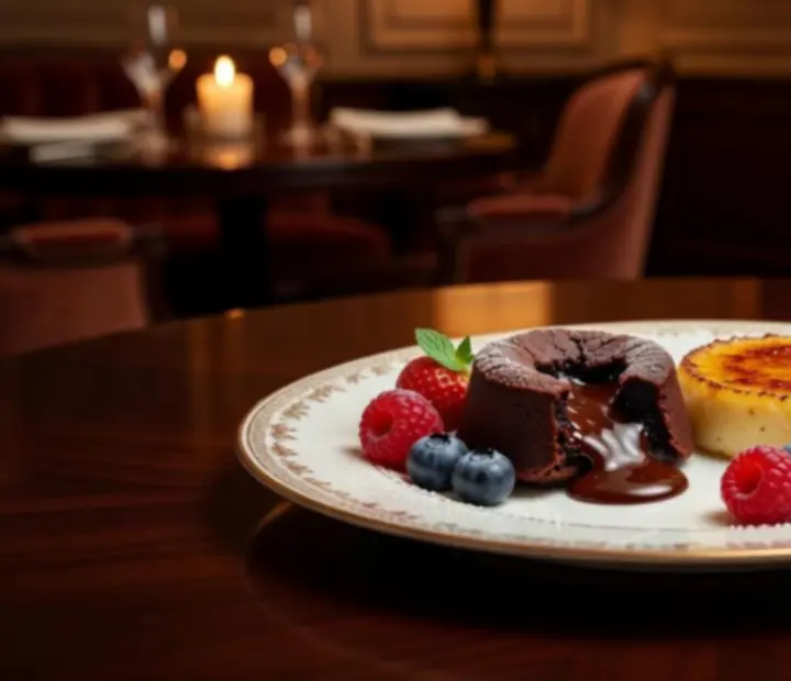 Gourmet desszert elegáns tálalásban