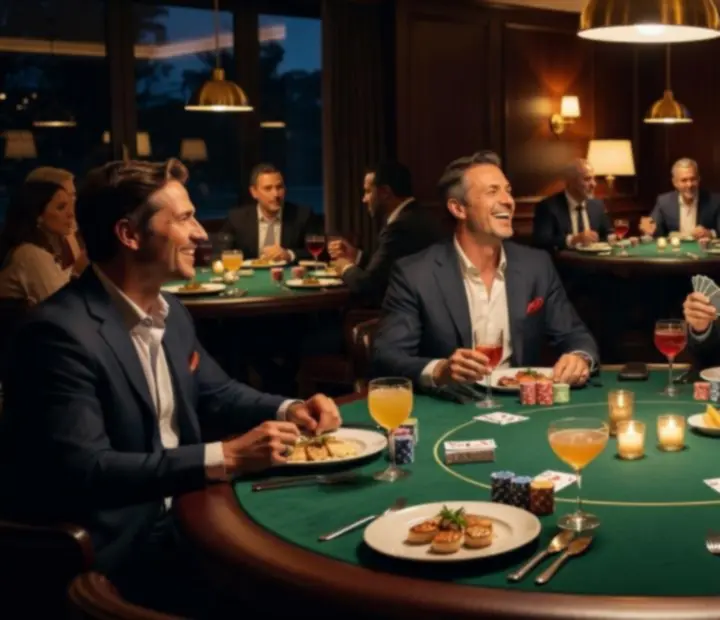 Elegáns offline poker este gyertyafényes éttermi környezetben
