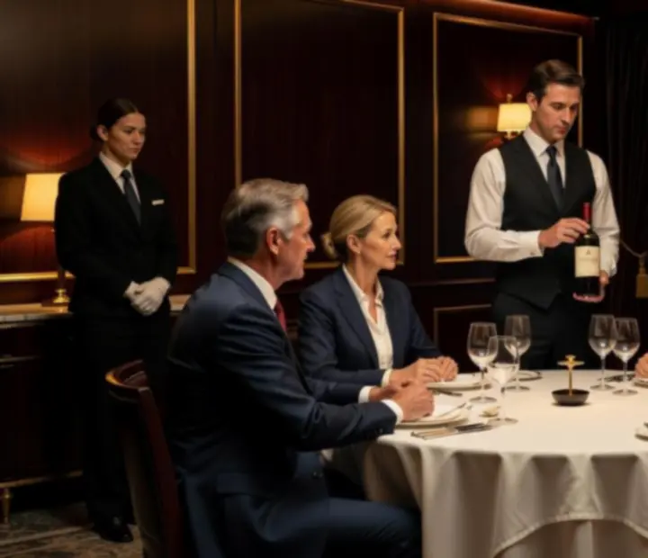 Privát, gyertyafényes VIP terem elegánsan megterített asztallal